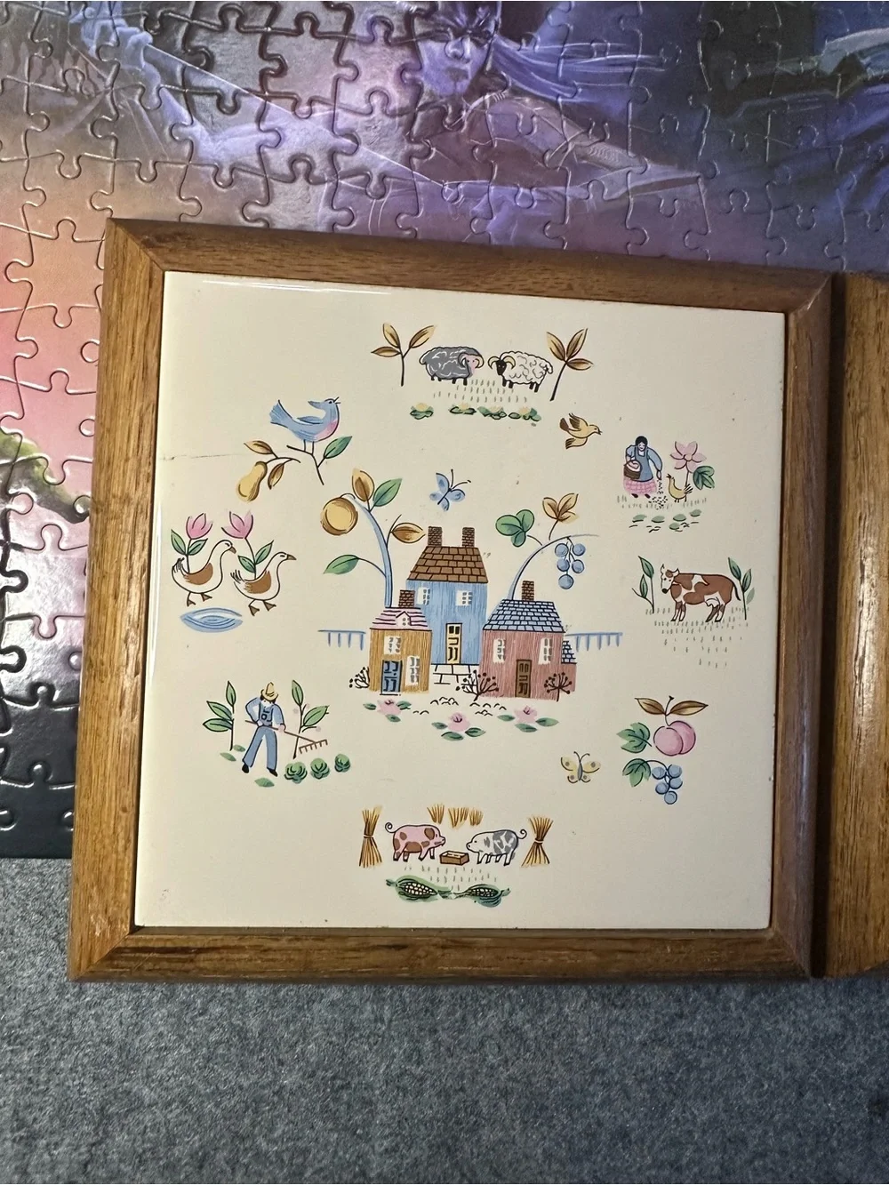 Heartland International Ceramic trivets- Country Tile Wall Art - Cream and Brown
